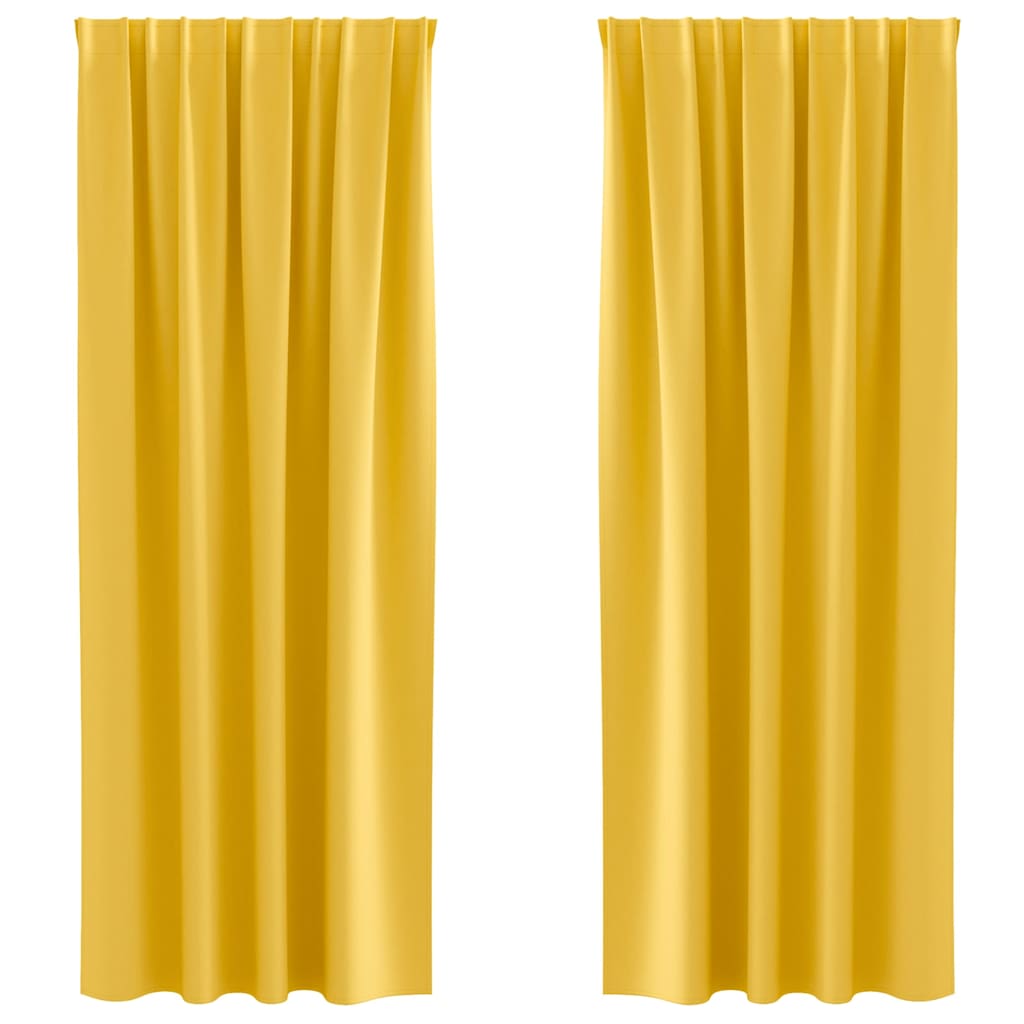 vidaXL Verdunkelungs-Vorhänge mit Ringen 2 pcs Senfgelb 260 x 140 cm
