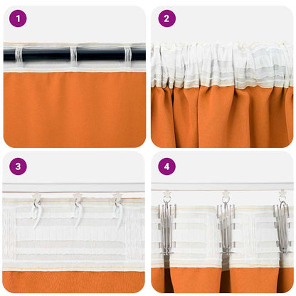 vidaXL Verdunkelungs-Vorhänge mit Ringen 2 pcs Helles Orange