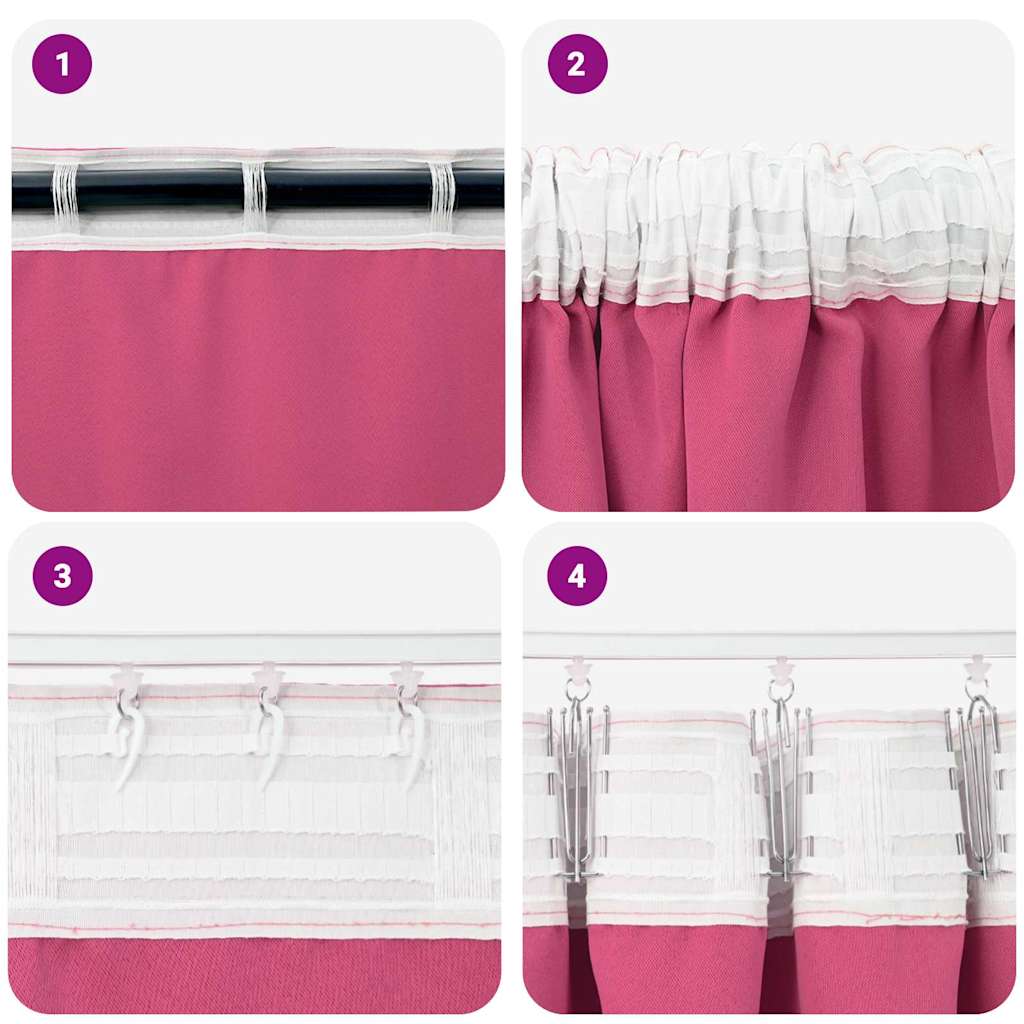 vidaXL Verdunkelungs-Vorhänge mit Ringen 2 pcs Helles Pink