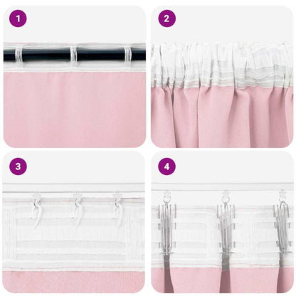 vidaXL Verdunkelungs-Vorhänge mit Ringen 2 pcs Babyrosa 225 x 140 cm