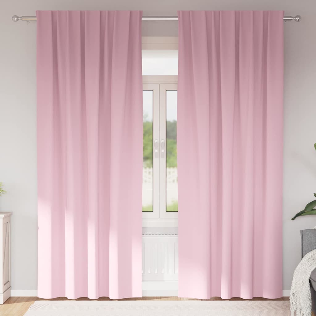 vidaXL Rideaux occultants à anneaux 2 pcs Rose layette 245 x 140 cm