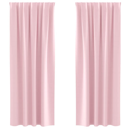 vidaXL Rideaux occultants à anneaux 2 pcs Rose layette 245 x 140 cm