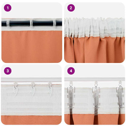 vidaXL Verdunkelungs-Vorhänge mit Ringen 2 pcs Terrakotta 175 x 140 cm