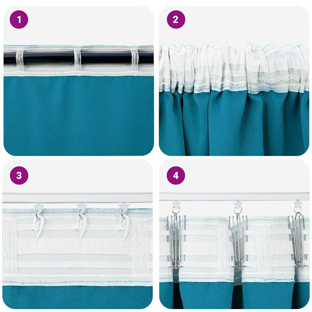 vidaXL Verdunkelungs-Vorhänge mit Ringen 2 pcs Türkis 175 x 140 cm