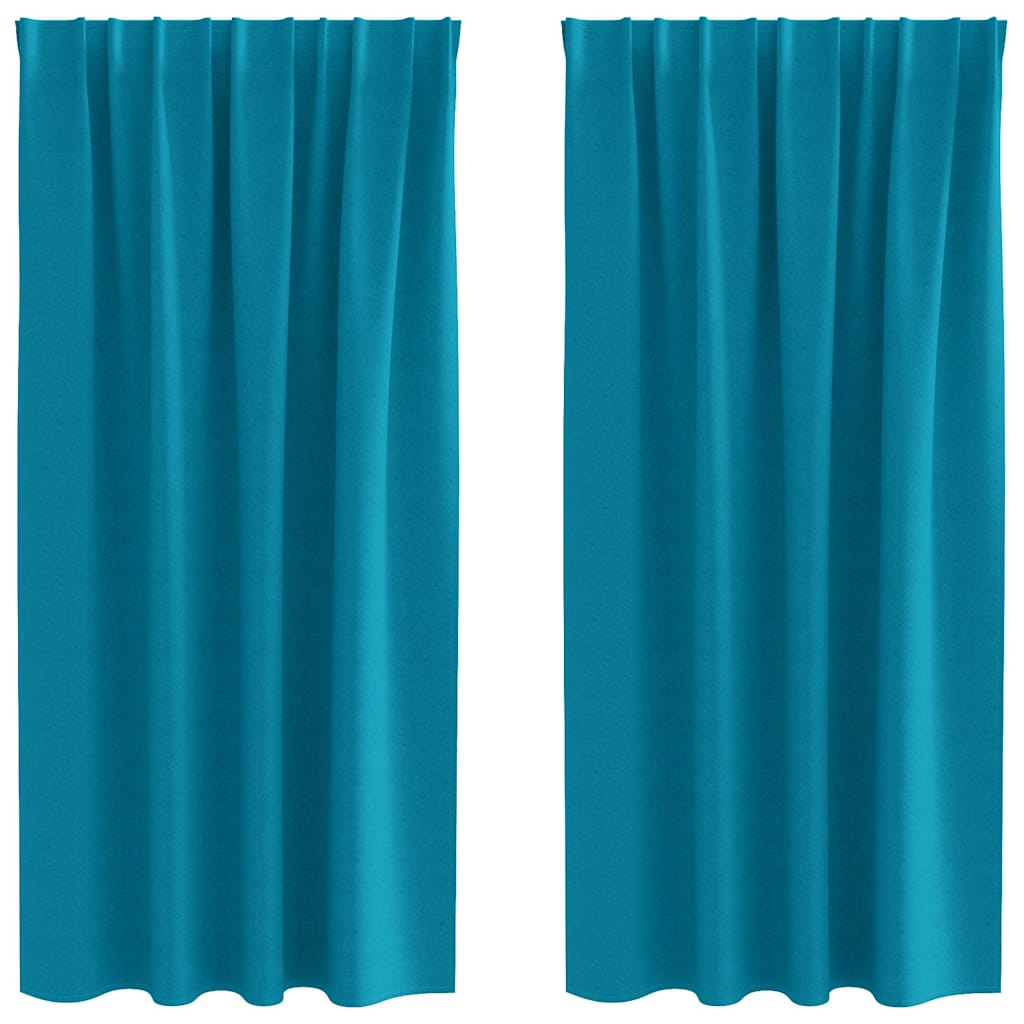 vidaXL Verdunkelungs-Vorhänge mit Ringen 2 pcs Türkis 175 x 140 cm