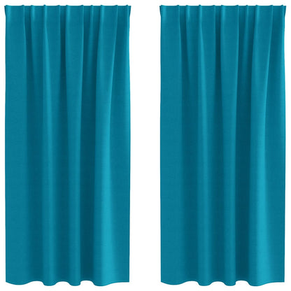vidaXL Verdunkelungs-Vorhänge mit Ringen 2 pcs Türkis 175 x 140 cm