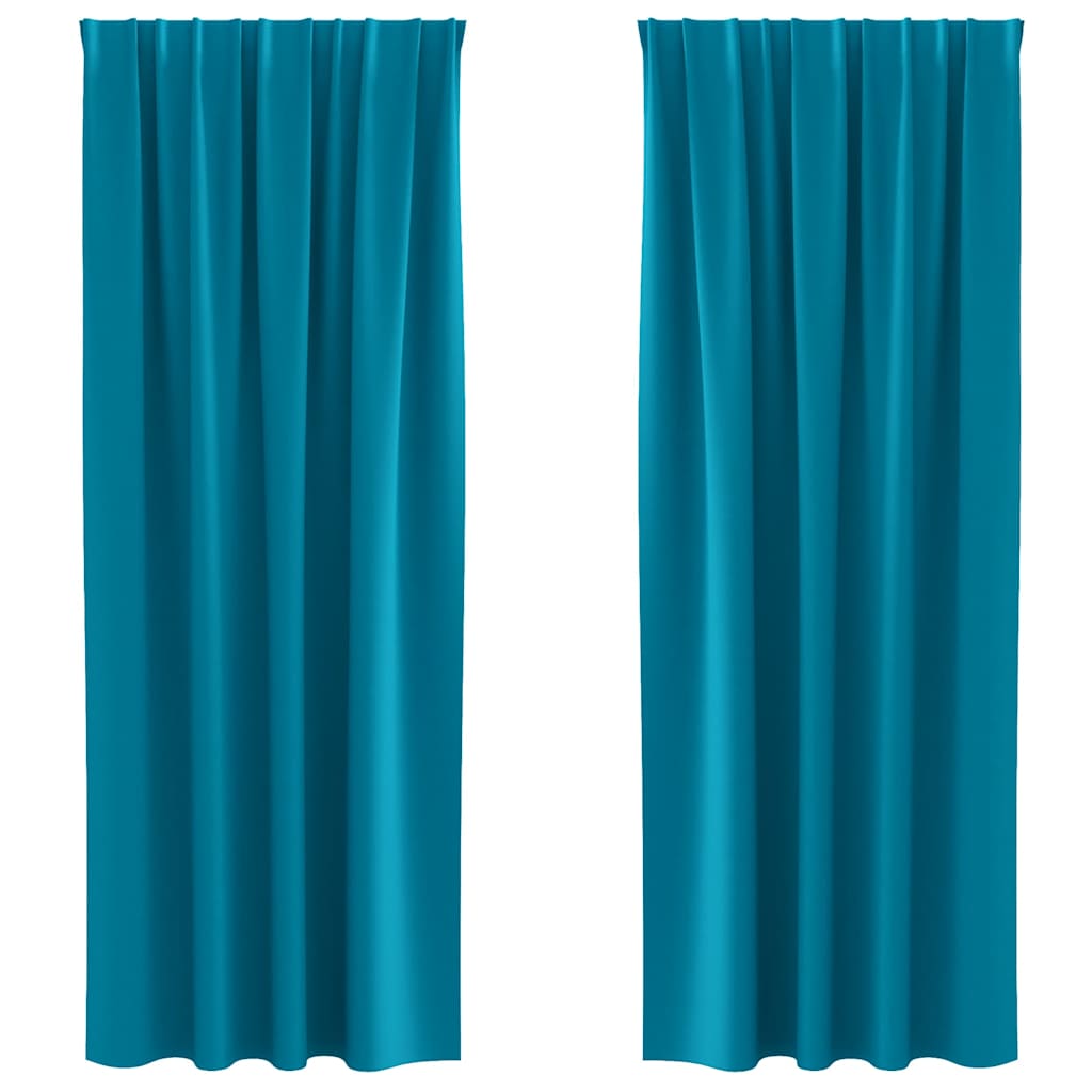 vidaXL Verdunkelungs-Vorhänge mit Ringen 2 pcs Türkis 225 x 140 cm