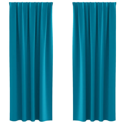 vidaXL Verdunkelungs-Vorhänge mit Ringen 2 pcs Türkis 225 x 140 cm