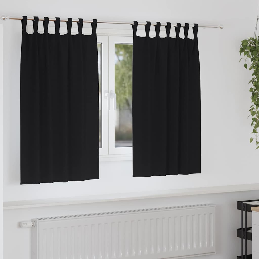 vidaXL Verdunkelungs-Vorhänge mit Ringen 2 pcs Schwarz 140 x 140 cm