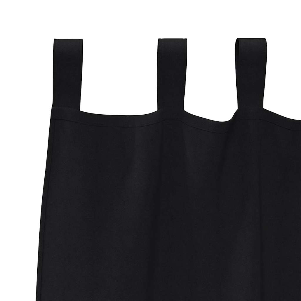 vidaXL Verdunkelungs-Vorhänge mit Ringen 2 pcs Schwarz 175 x 140 cm