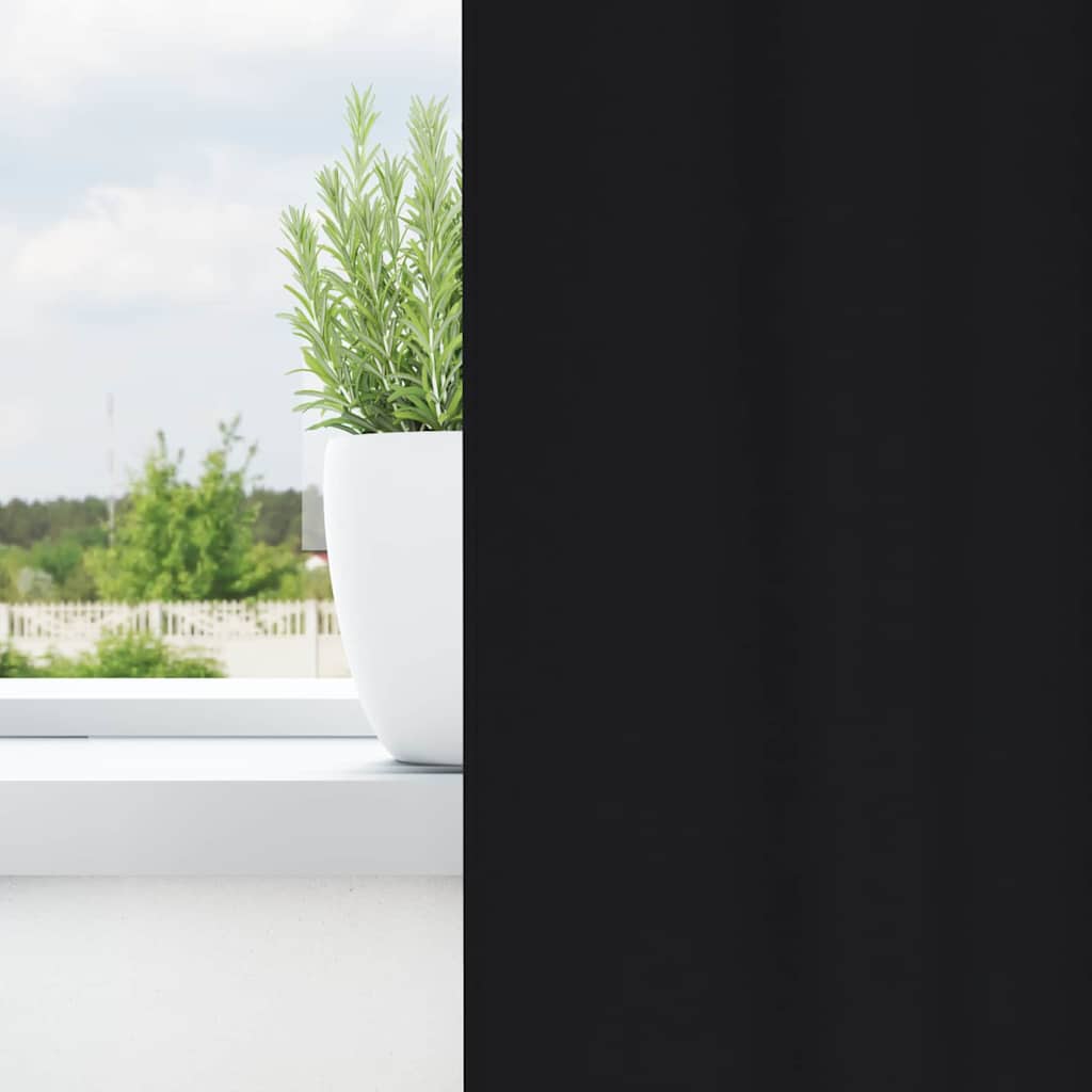 Verdunkelungs-Vorhänge mit Ringen 2 pcs Schwarz 225 x 140 cm