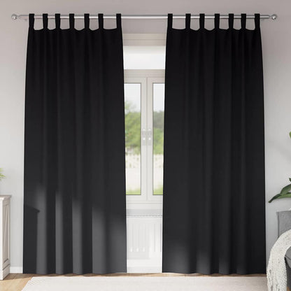 Verdunkelungs-Vorhänge mit Ringen 2 pcs Schwarz 225 x 140 cm