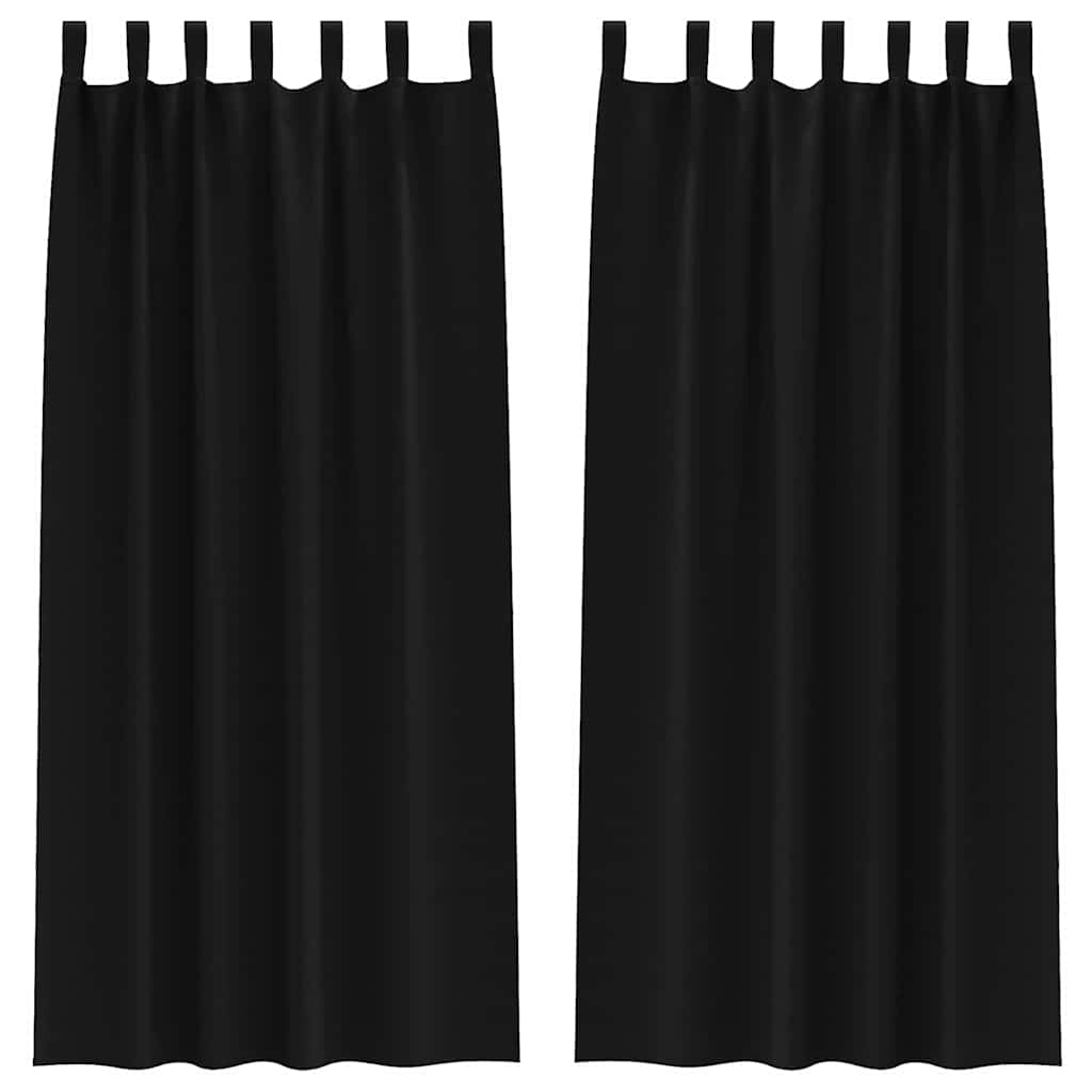 Verdunkelungs-Vorhänge mit Ringen 2 pcs Schwarz 225 x 140 cm