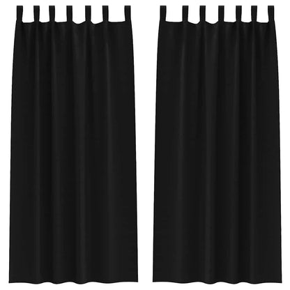 Verdunkelungs-Vorhänge mit Ringen 2 pcs Schwarz 225 x 140 cm
