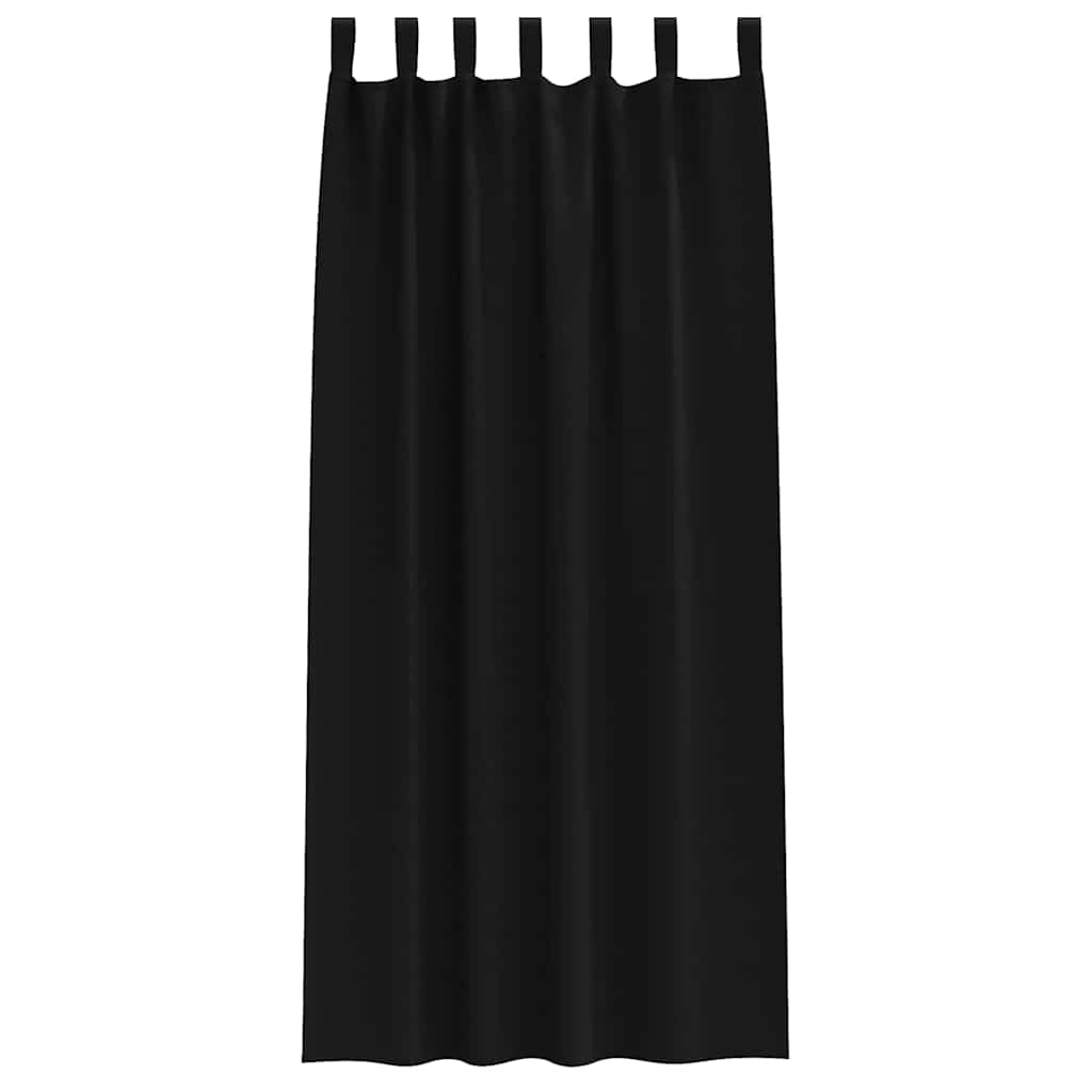 Verdunkelungs-Vorhänge mit Ringen 2 pcs Schwarz 225 x 140 cm