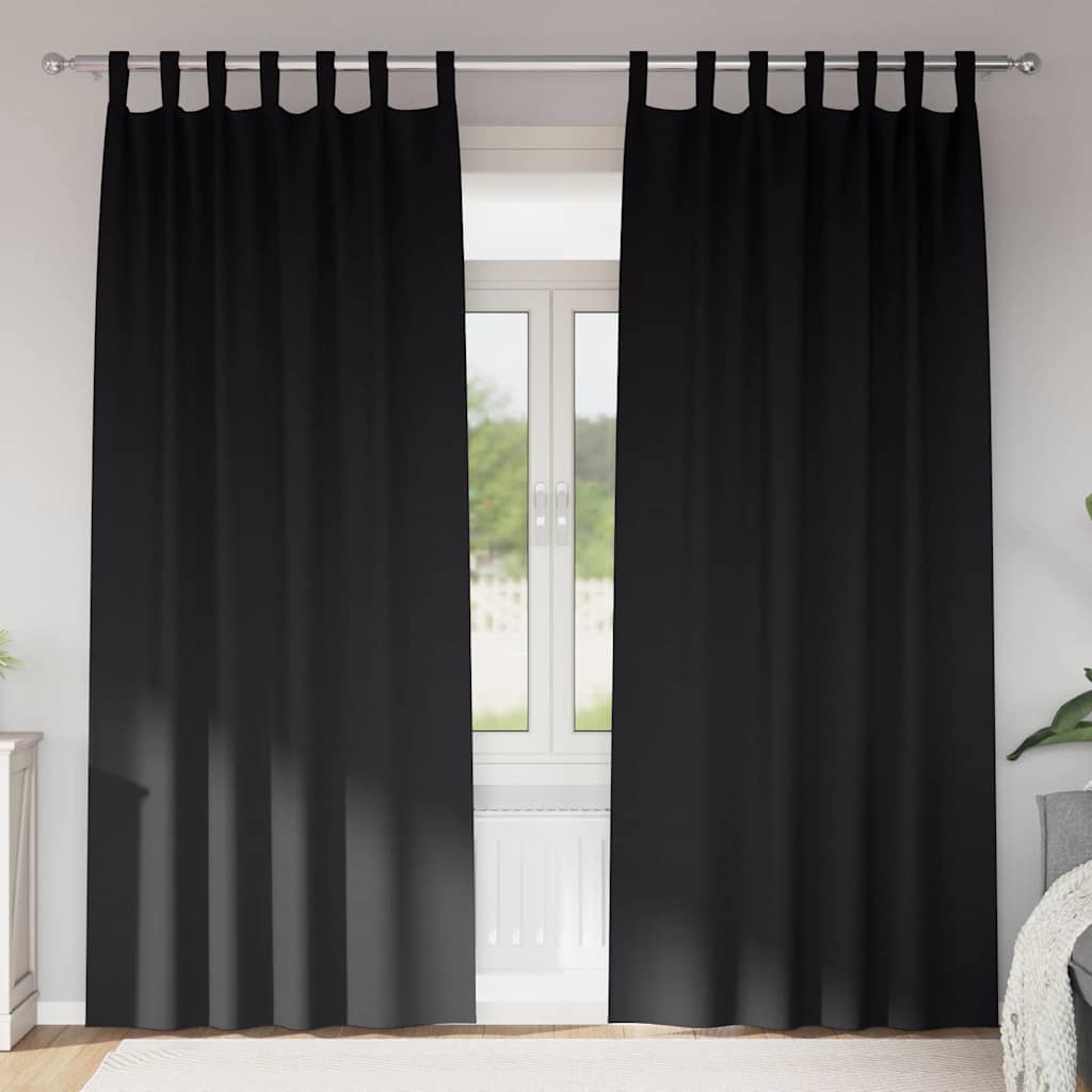 vidaXL Verdunkelungs-Vorhänge mit Ringen 2 pcs Schwarz 245 x 140 cm