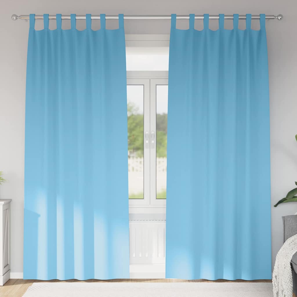 vidaXL Verdunkelungs-Vorhänge mit Ringen 2 pcs Himmelblau 245 x 140 cm