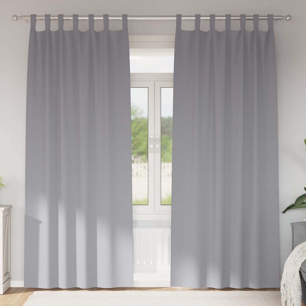 vidaXL Verdunkelungs-Vorhänge mit Ringen 2 pcs Hellgrau 245 x 140 cm