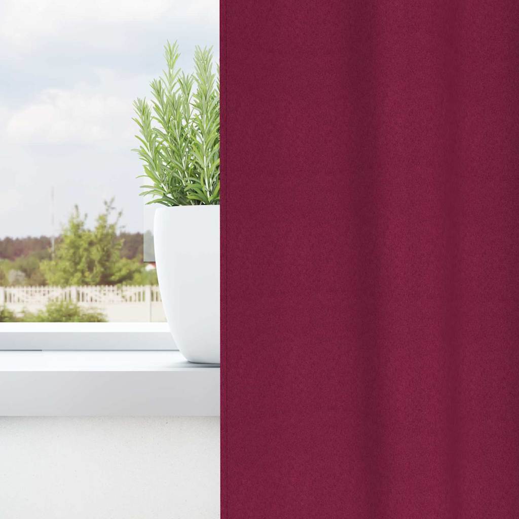 vidaXL Verdunkelungs-Vorhänge mit Ringen 2 pcs Weinrot 260 x 140 cm