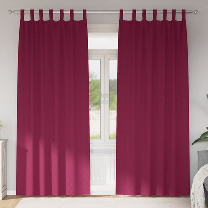 vidaXL Verdunkelungs-Vorhänge mit Ringen 2 pcs Weinrot 260 x 140 cm