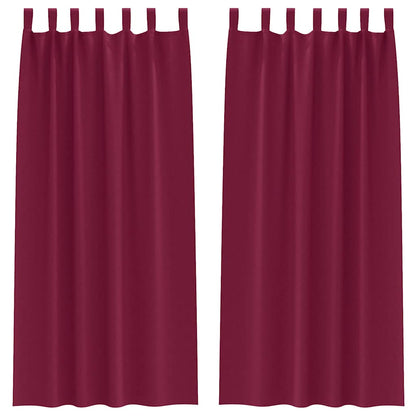 vidaXL Verdunkelungs-Vorhänge mit Ringen 2 pcs Weinrot 260 x 140 cm