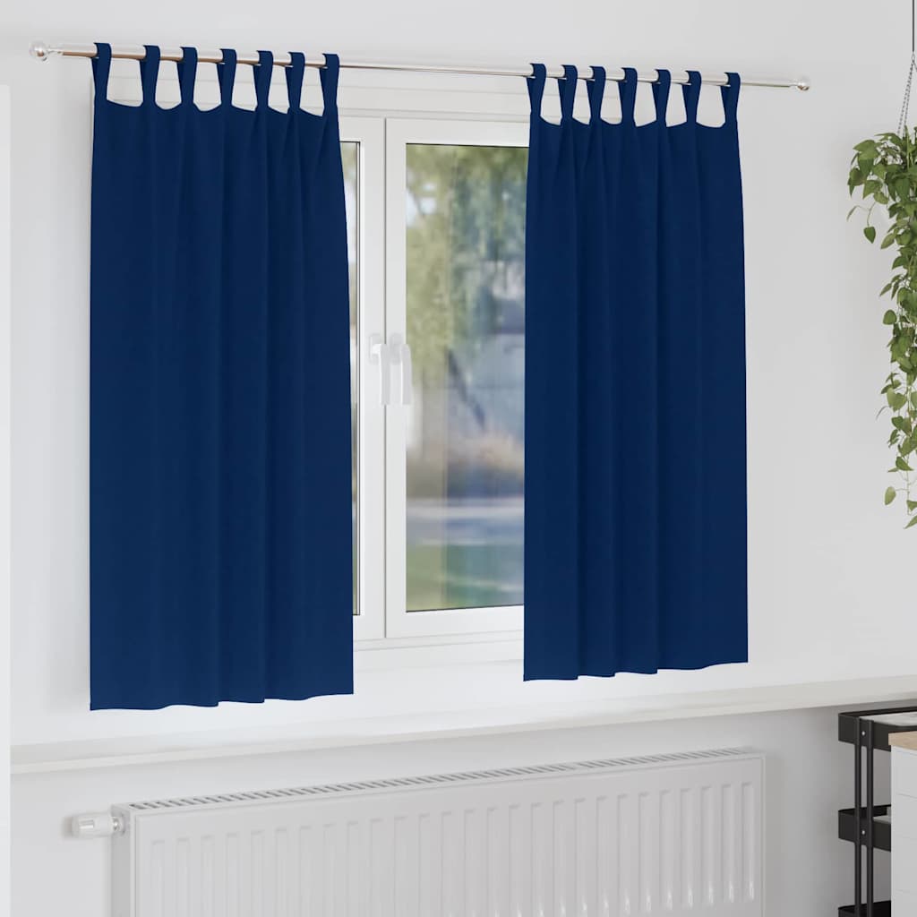 vidaXL Verdunkelungs-Vorhänge mit Ringen 2 pcs Dunkelblau 175 x 140 cm