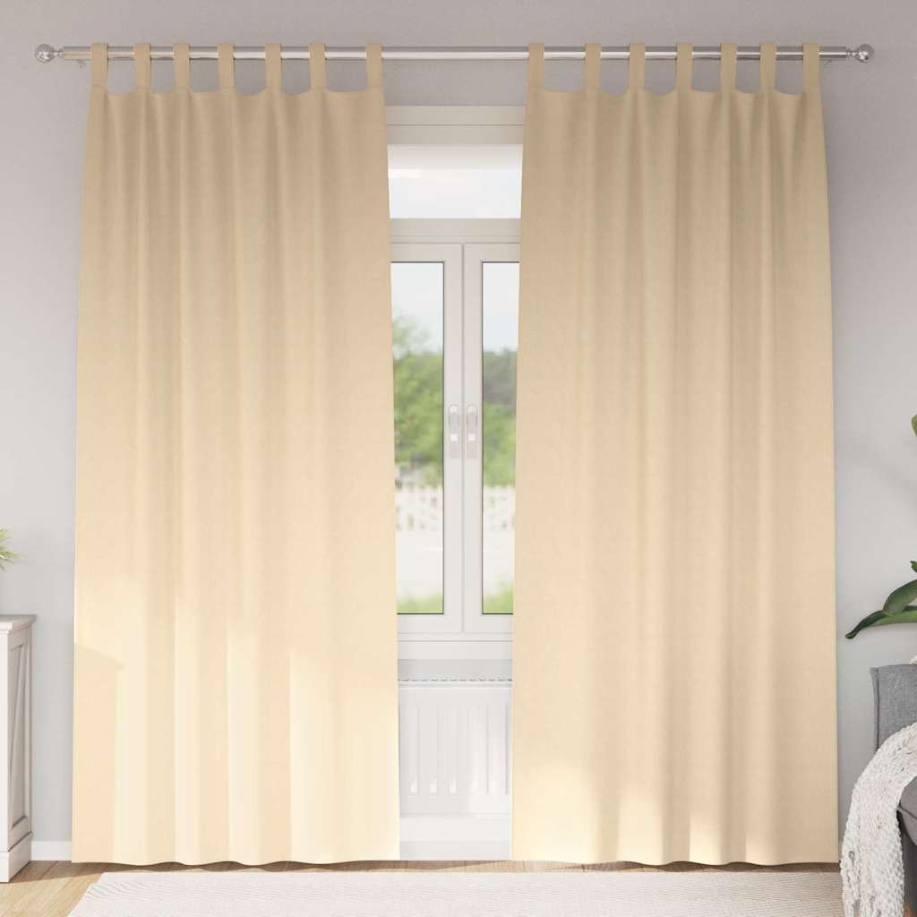 vidaXL Verdunkelungs-Vorhänge mit Ringen 2 pcs Creme 260 x 140 cm