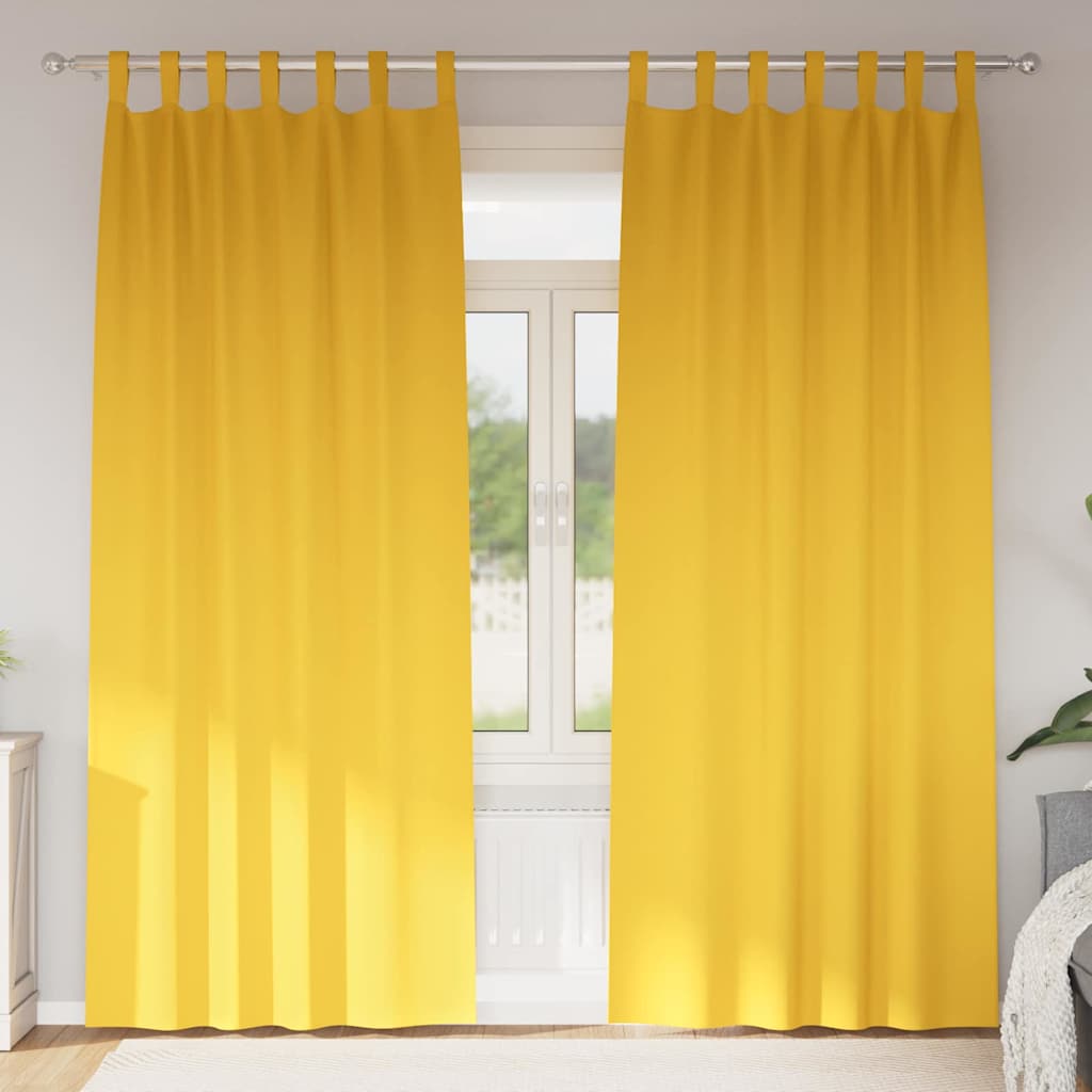 vidaXL Verdunkelungs-Vorhänge mit Ringen 2 pcs Senfgelb 225 x 140 cm