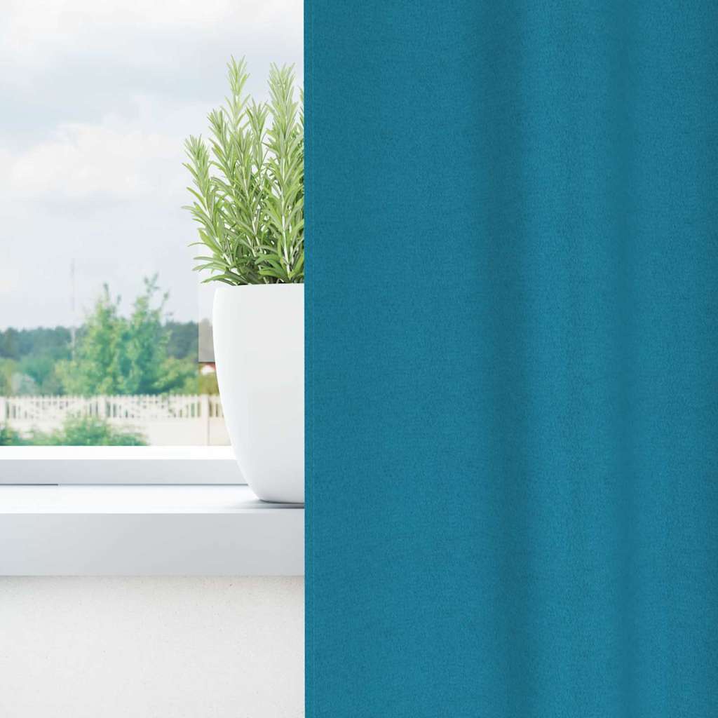 vidaXL Verdunkelungs-Vorhänge mit Ringen 2 pcs Türkis 140 x 140 cm