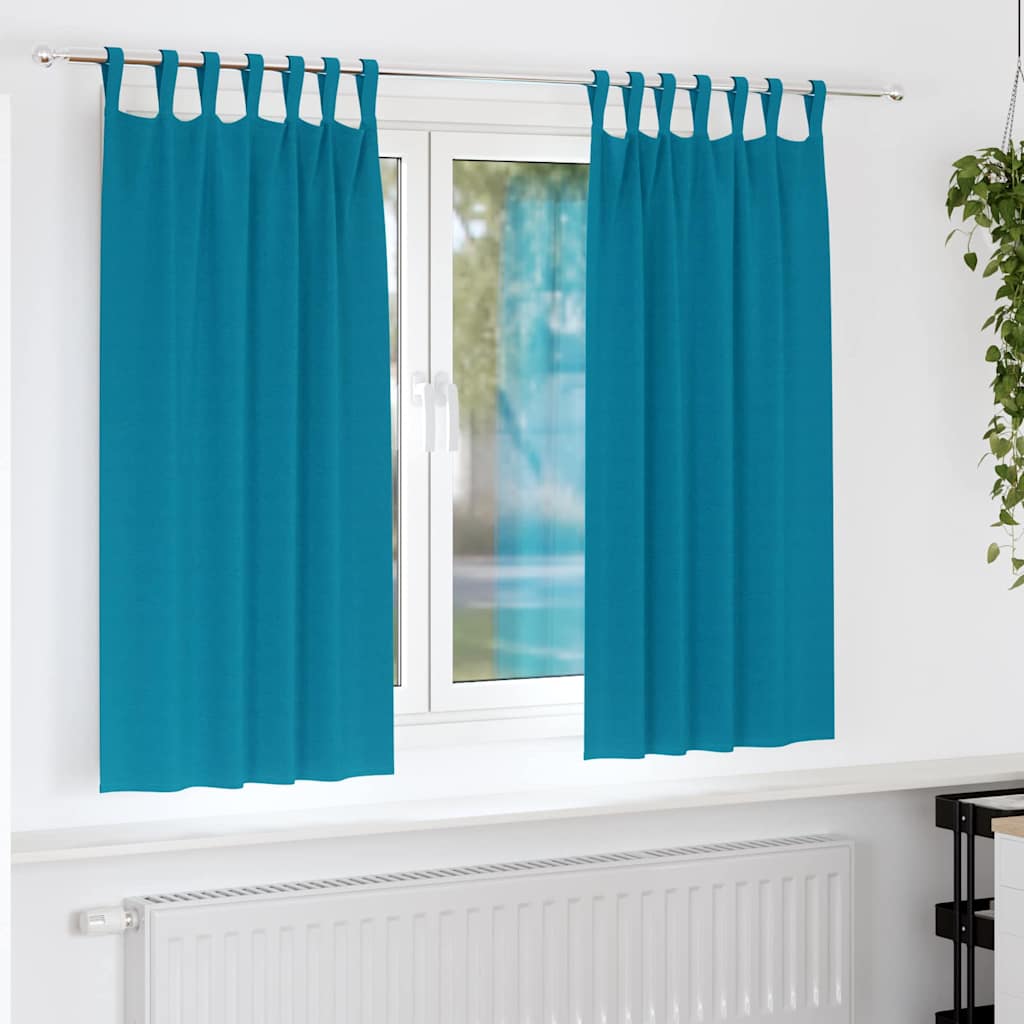 vidaXL Verdunkelungs-Vorhänge mit Ringen 2 pcs Türkis 175 x 140 cm