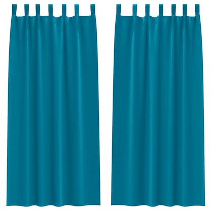 vidaXL Verdunkelungs-Vorhänge mit Ringen 2 pcs Türkis 225 x 140 cm