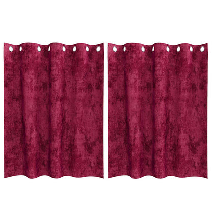 vidaXL Samtvorhänge mit Vorhängen 2 pcs Weinrot 140 x 140 cm Samt