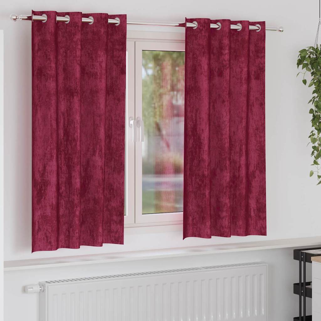 vidaXL Samtvorhänge mit Vorhängen 2 pcs Weinrot 175 x 140 cm Samt