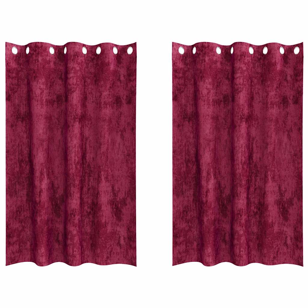 vidaXL Samtvorhänge mit Vorhängen 2 pcs Weinrot 175 x 140 cm Samt