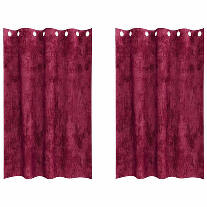 vidaXL Samtvorhänge mit Vorhängen 2 pcs Weinrot 175 x 140 cm Samt
