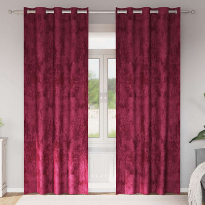 vidaXL Samtvorhänge mit Vorhängen 2 pcs Weinrot 260 x 140 cm Samt