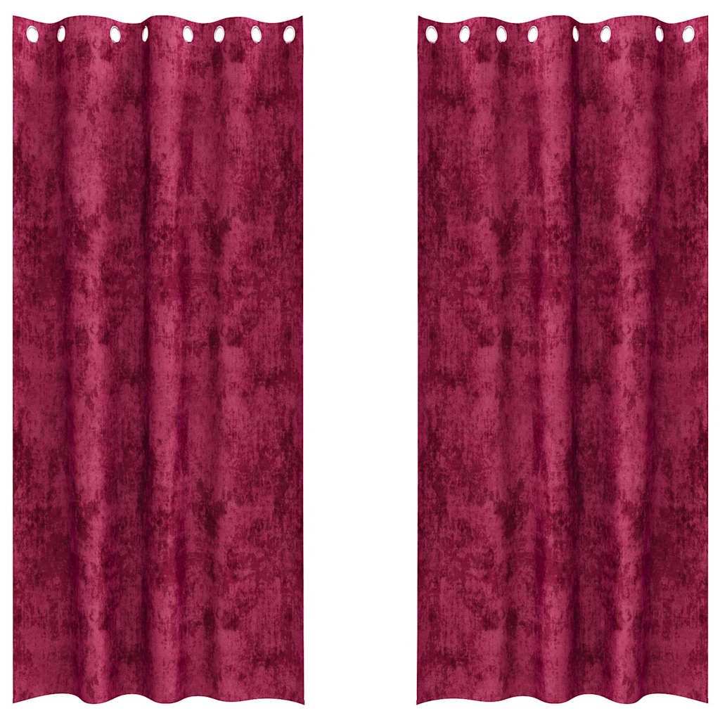 vidaXL Samtvorhänge mit Vorhängen 2 pcs Weinrot 260 x 140 cm Samt