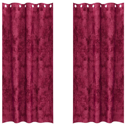 vidaXL Samtvorhänge mit Vorhängen 2 pcs Weinrot 260 x 140 cm Samt