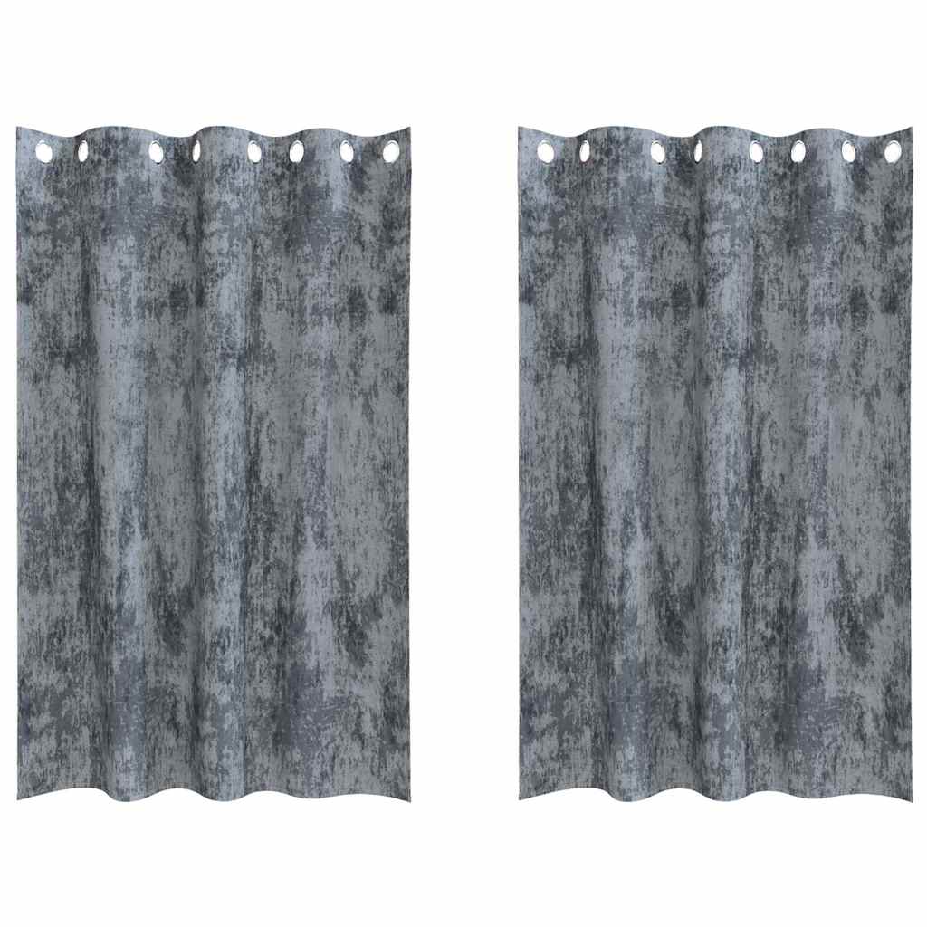 vidaXL Samtvorhänge mit Vorhängen 2 pcs Silber Grau 175 x 140 cm Samt