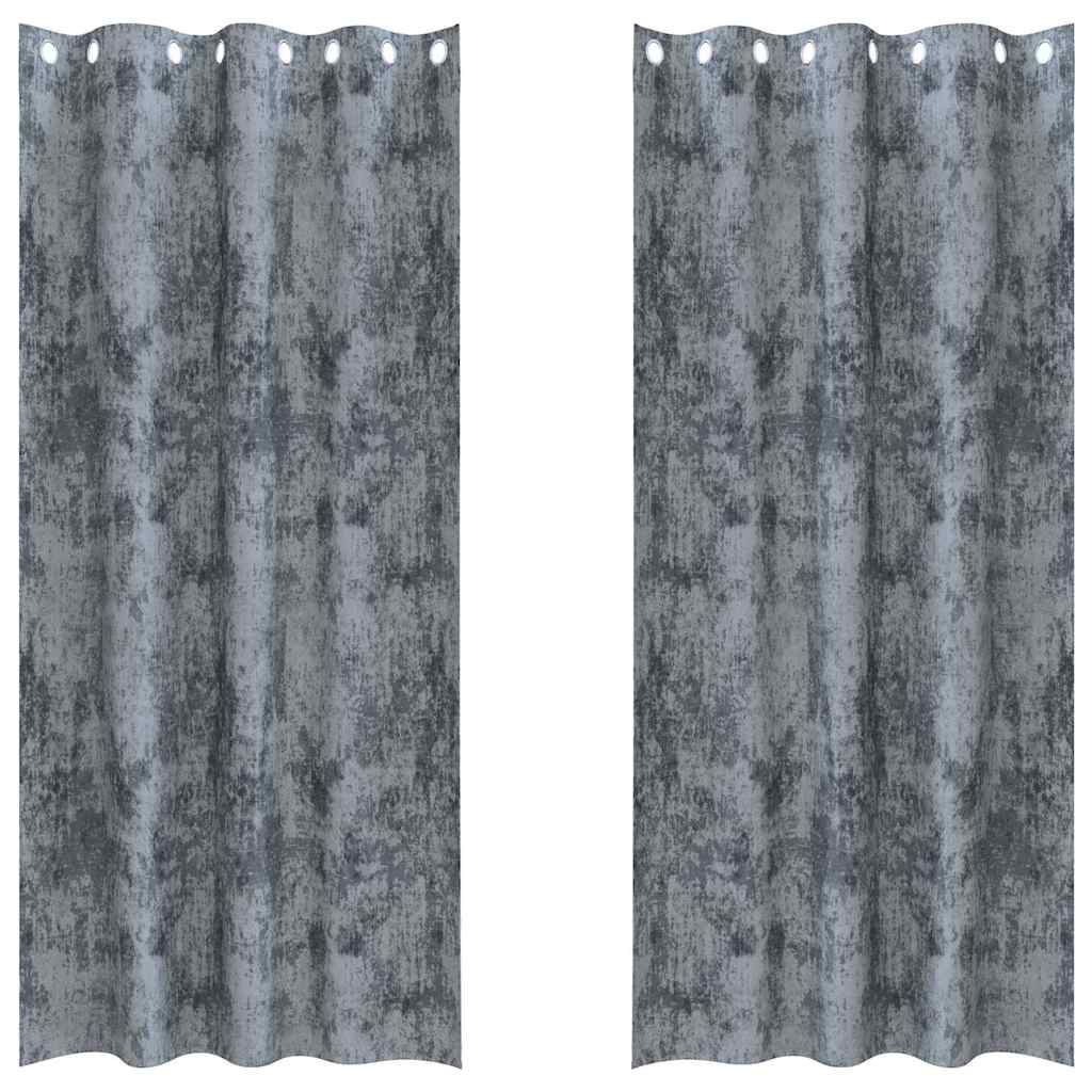 vidaXL Samtvorhänge mit Vorhängen 2 pcs Silber Grau 245 x 140 cm Samt