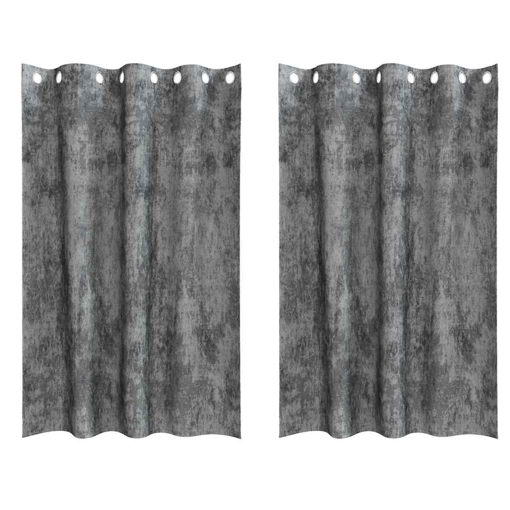vidaXL Samtvorhänge mit Vorhängen 2 pcs Grau 175 x 140 cm Samt