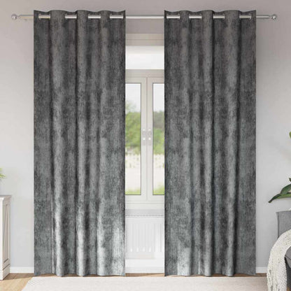 vidaXL Samtvorhänge mit Vorhängen 2 pcs Grau 245 x 140 cm Samt