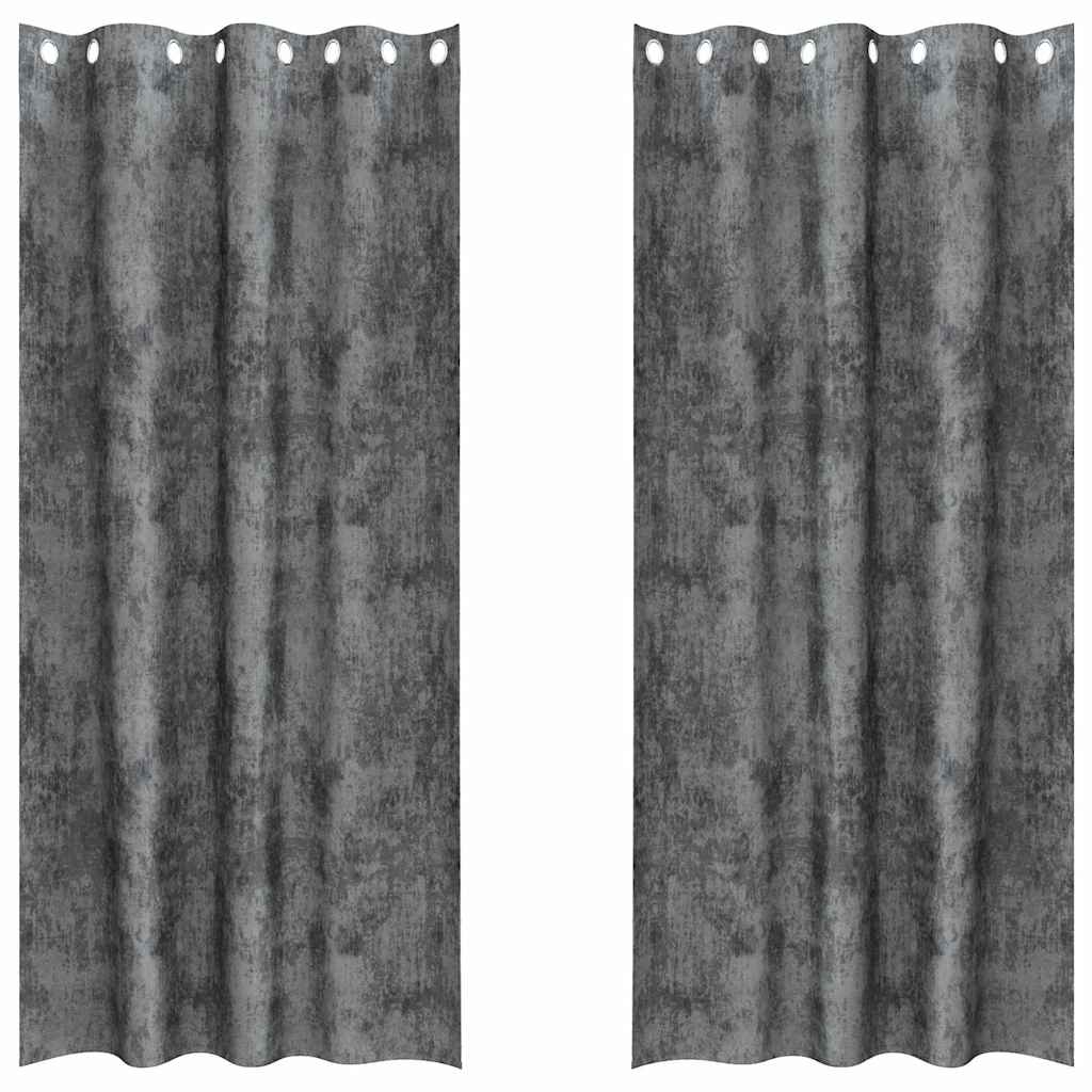 vidaXL Samtvorhänge mit Vorhängen 2 pcs Grau 245 x 140 cm Samt