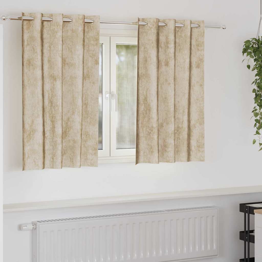 vidaXL Samtvorhänge mit Vorhängen 2 pcs Creme 140 x 140 cm Samt