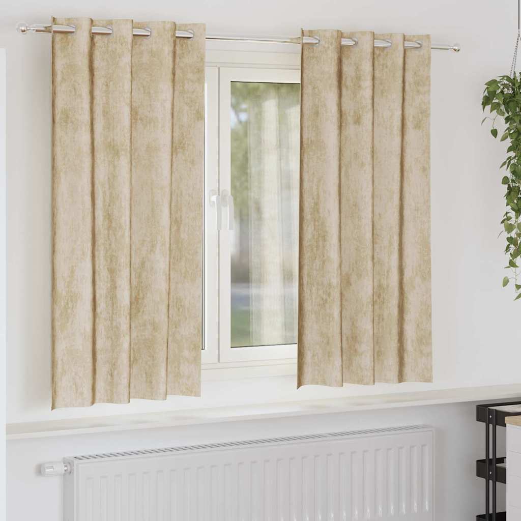 vidaXL Samtvorhänge mit Vorhängen 2 pcs Creme 175 x 140 cm Samt