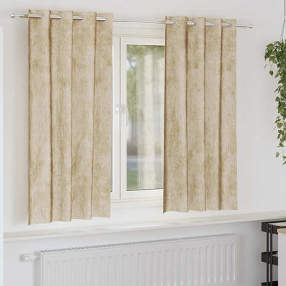 vidaXL Samtvorhänge mit Vorhängen 2 pcs Creme 175 x 140 cm Samt