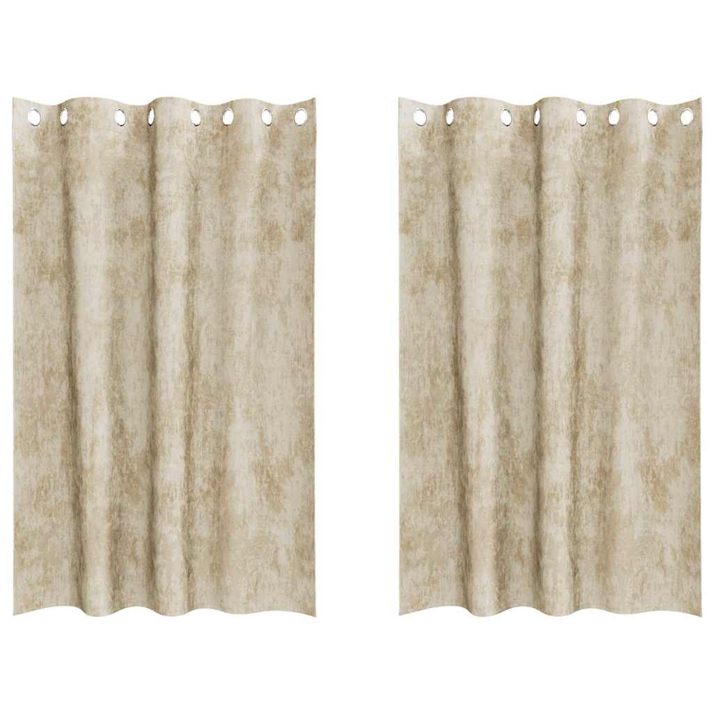vidaXL Samtvorhänge mit Vorhängen 2 pcs Creme 175 x 140 cm Samt