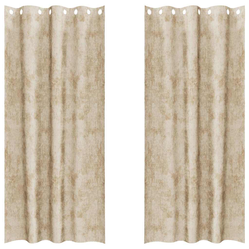 vidaXL Samtvorhänge mit Vorhängen 2 pcs Creme 245 x 140 cm Samt