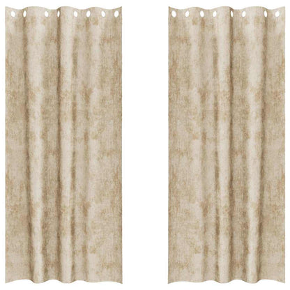 vidaXL Samtvorhänge mit Vorhängen 2 pcs Creme 245 x 140 cm Samt