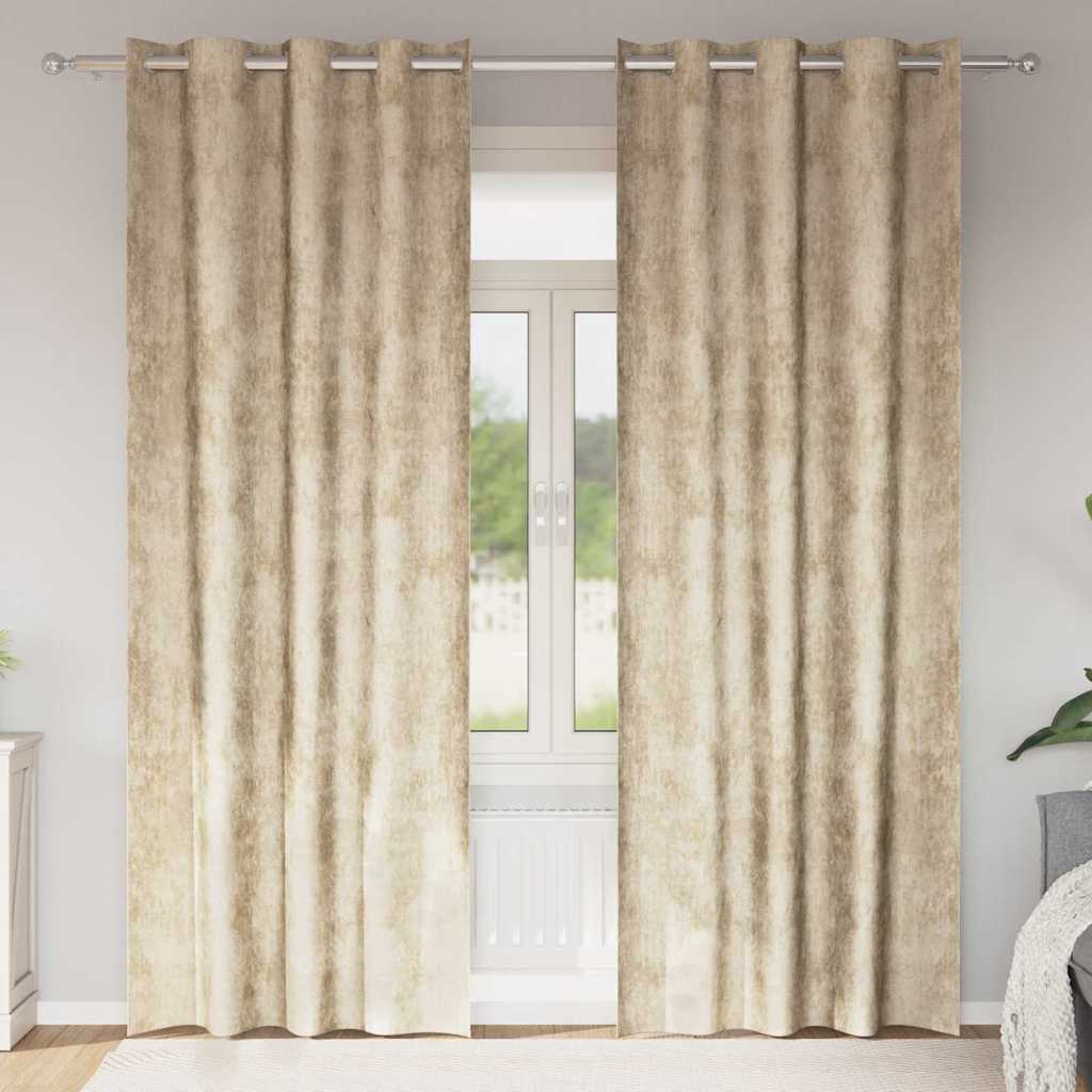 Samtvorhänge mit Vorhängen 2 pcs Creme 260 x 140 cm Samt